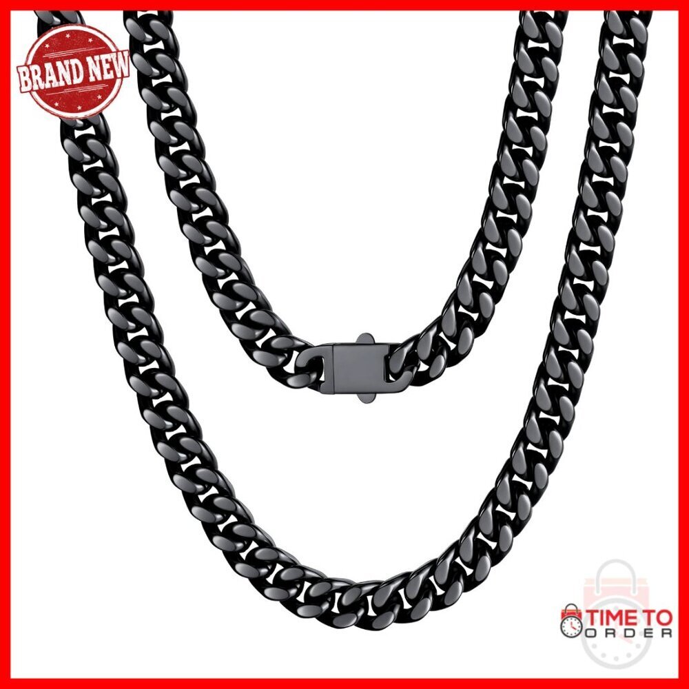 Stainless Steel Cuban Link Chain Necklace 7mm 22in Hip Hop Jewelry